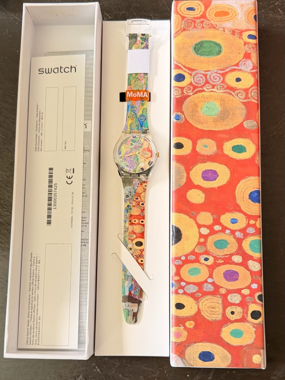 Swatch MoMA Artistic Multi-Color Pattern Silicone Strap Watch